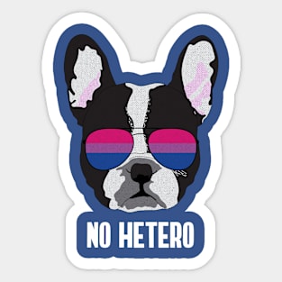 NO HETERO - Boston Terrier Dog Bi Bisexual Pride Flag Sticker